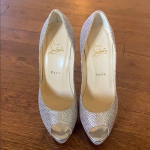 Louboutin Silver Sparkly Heels
